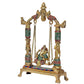 Brass Ganesha Swing Jhula Statue with Stone Work for Home Decor | Height : 12 Inches