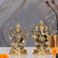 Brass Laxmi Ganesh Statue - Handcrafted Goddess Lakshmi and Lord Ganesha Idol for Home Decor and Pooja - Hindu Deities Figurine (Height 4.5 Inch)