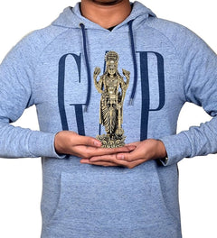 Brass Lord Vishnu idol statue held in hands, small temple showpiece