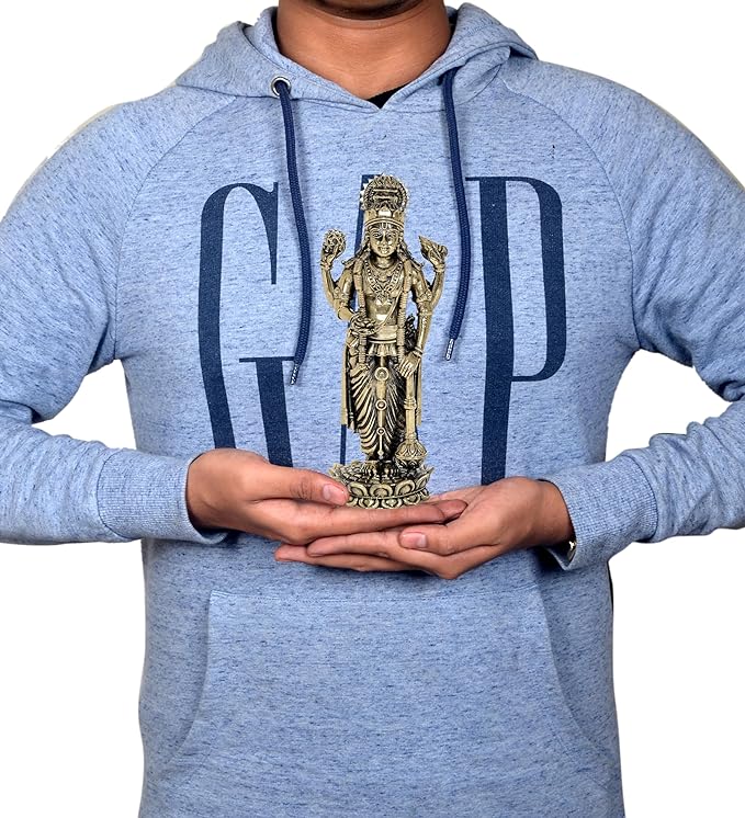 Super Fine Brass Lord Vishnu Idol Statue for mandir Temple Showpiece, (Height 7 Inch)