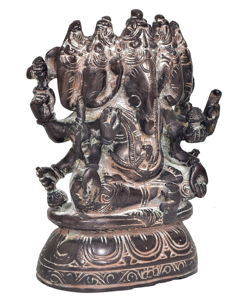 Brass Panchmukhi Ganesha Idol Staue Ganesh Murti for Home Decor Ofice,Temple, Mandir Pooja (Height : 8 Inch)