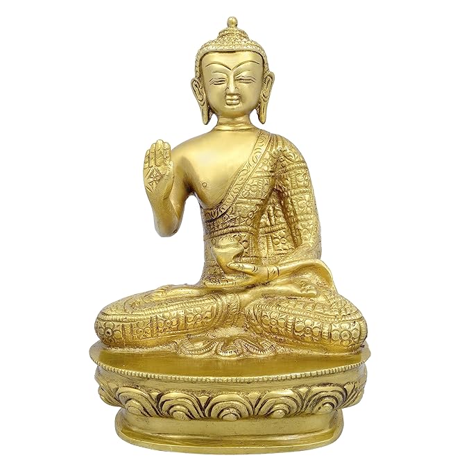 Brass Buddha Statue Ashirwad posture (Height : 7.5 inches)
