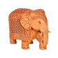 Elephant Wooden Statue in Trunk Down Pose for Home Decor | Height : 4 inches (Medium, 1)