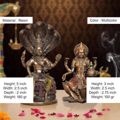 Resin Goddess Lakshmi and Lord Vishnu Idol Set | Decorative Hindu Statues for Home, Temple, Office & Mandir Décor (Height: 5 Inches)