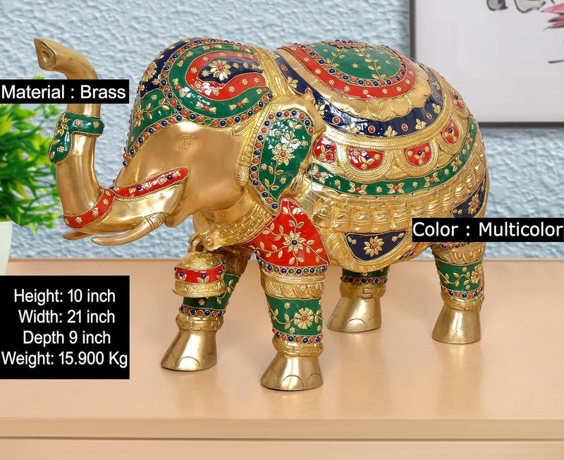 Brass Elephant Figurine (Height: 10 Inch)