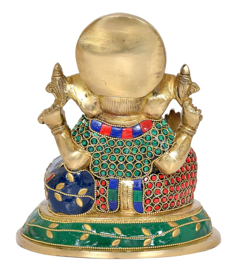 Brass Lord Ganesha Religious Statue Idol Ganesh Murti for Home Decor Office Puja Mandir (Height 7.5 Inch)