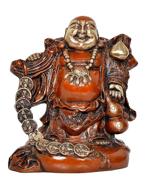 Brass The Laughing Buddha for Home Decor Decoration(Height: 11 Inch)