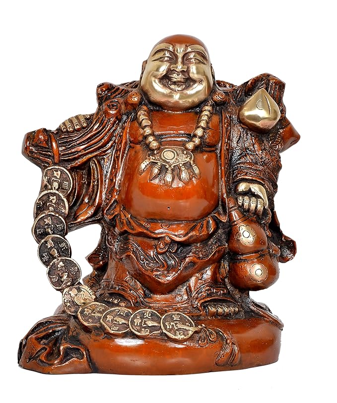 Brass The Laughing Buddha for Home Decor Decoration(Height: 11 Inch) Craft Detail