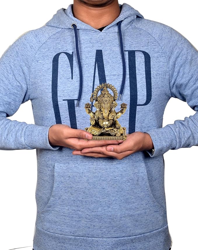 Fine Brass Ganesha Brass Statue Idol for Home Decor Office Mandir | Height : 4 inch