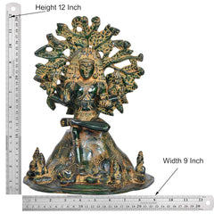 Height 12 inch Brass Dakshinamurti Shiva statue; width 9 inch, seated on base