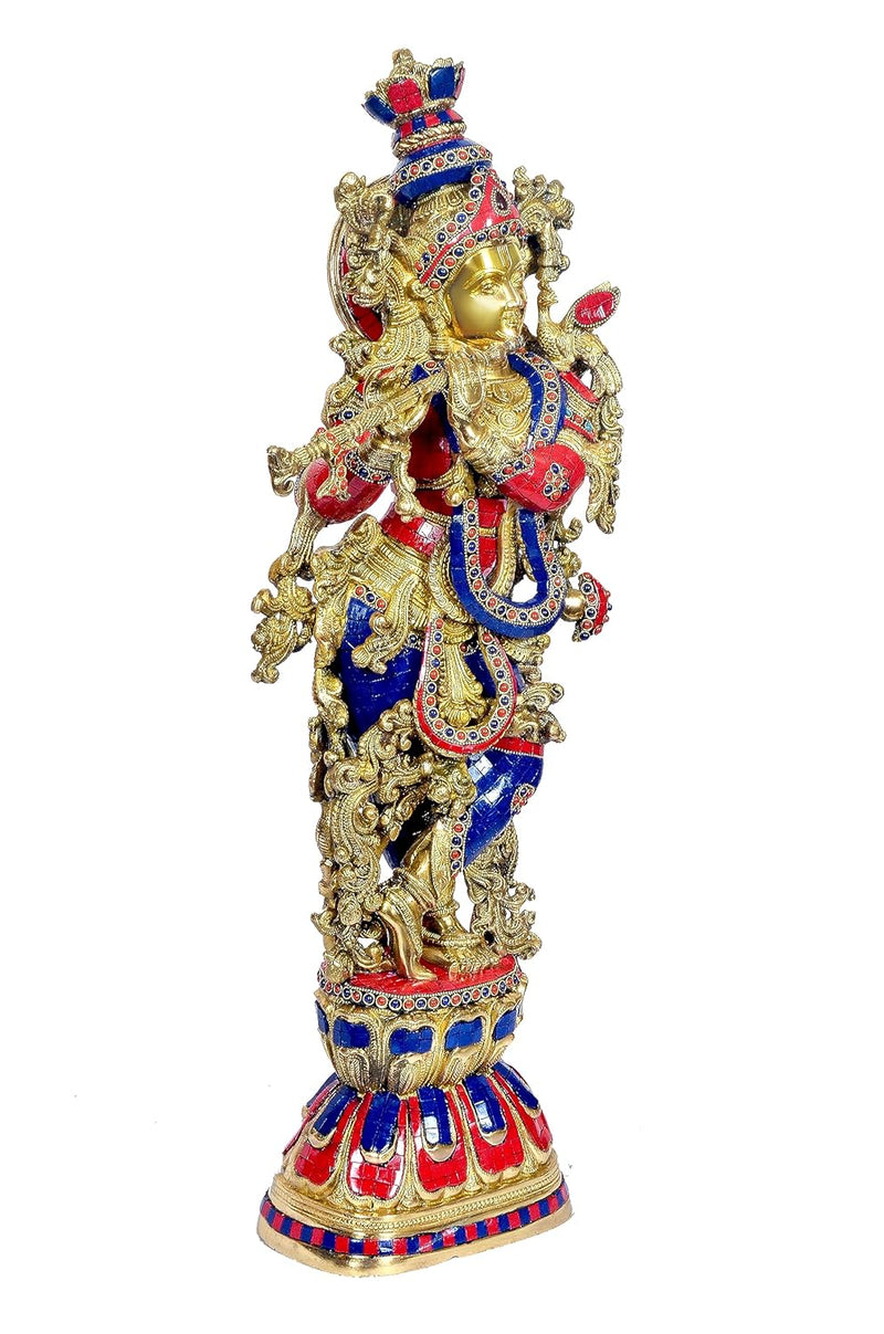 Brass Idol Krishna Maakhan Chor Murlidhar Home Decor Height : 29 inches