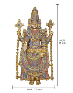 AONA Brass Tirupati Bala Ji idol, multicolour, 34 in height, 17.5 in width
