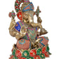 Brass Lord Ganesha Idol Ganesh Statue Decorative Sculpture for Home Decor Office Mandir Pooja Showpiece (Height 21.5 Inch)