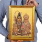 Shiv Parivar Family Shiv parvati Foil Poster with Frame Wall Decor Length 20 Inch X Width 14 Inch