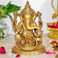 Brass Ganesha Statue Idol On Base for Home Decor Temple | Height : 10.5 Inches (Ganesha, 1)