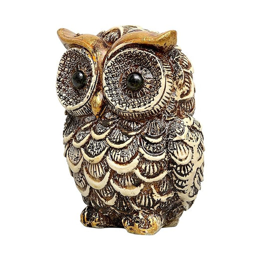 Polyresin Owl Showpieces Statue for Vastu (3.5 X1.5 X 2.5 Inches, White)