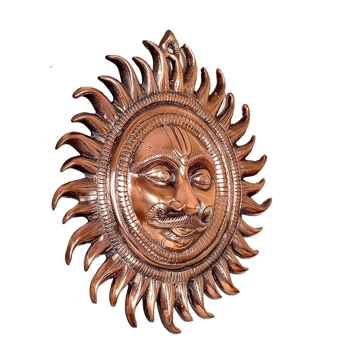 Metal Sun Statue for Wall Hanging Home Decor | Height : 13.5 inches (Large)