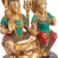 Brass Goddess Shiva-Parvati Seated On Kailasha, Height: 9.2"