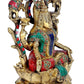 Brass Goddess Lakshmi Sitting On Lotus Idol Statue for Pooja Office Prosperity Wealth Home Warming Showpiece Multicolour Height 11.5 Inches