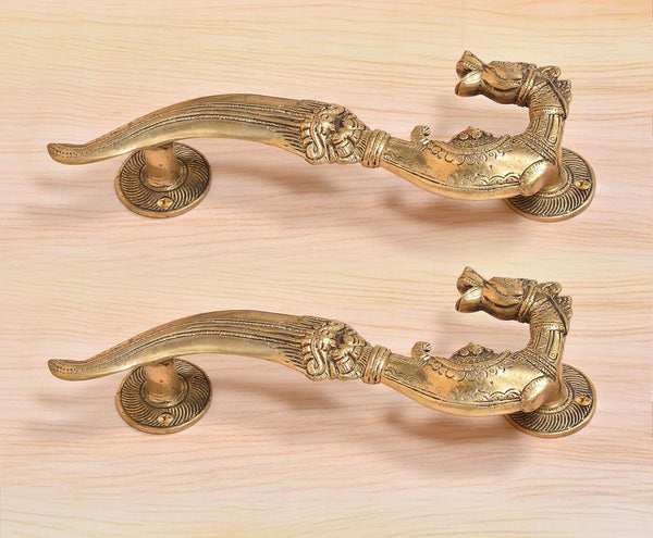 Brass Yali Design Door Handle Pair (Pack of 2) (Height : 11 inch) Study Setting