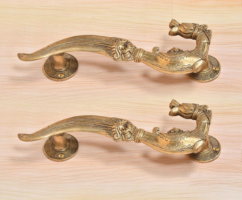 Brass Yali Design Door Handle Pair (Pack of 2) (Height : 11 inch)