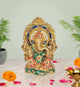 Brass Lord Ganesha Idol Statue Decorative Sculpture for Home Office Mandir Pooja Showpiece (Height 8 Inch)