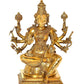 Brass Goddess Varahi Idol Figurine Eight Armed Sculpture Showpiece Home Temple Office Golden Height 13.5 Inches