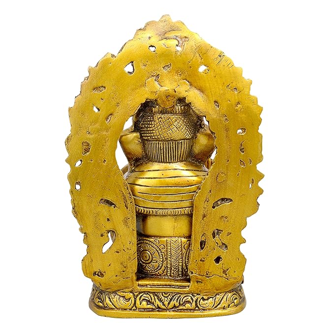 Ganesha Brass Handcrafted Antique Finish Bhagwan Ganpati Sitting Idol Height 9 Inch