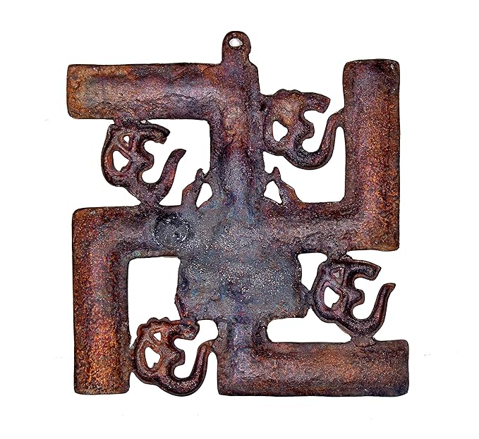 Metal Om Ganesh Swastik Idol Wall Hanging Wall Decor Om Swastik Wall Hanging Decorative Showpiece Multicolour Height 11 Inches Craft Detail