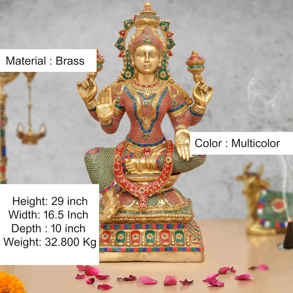 Brass Goddess Big Size Lakshmi Idol (Height: 29 Inch) Entryway Setting