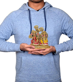 Lakshmi and Ganesha metal idol, small 5-inch statue held in hands