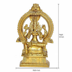Golden Mariamma idol statue figurine dimensions shown: 6.8 in height, 4 in width