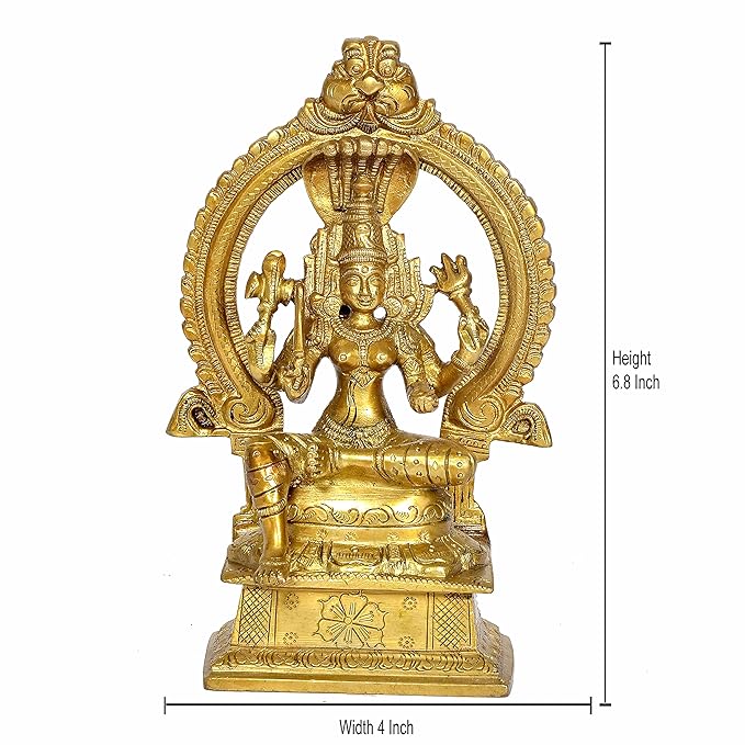 Brass Lord Mariamma Idol Statue Figurine Sculpture for Home Office Temple Decorative Showpiece Gift Item Golden Height 6.8 Inches