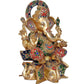 AONA Brass Ganpati Statue Idol Murti On Lotus for Home Decor Height : 17 inches