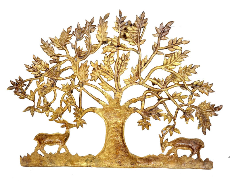 Brass Kalpavriksha Tree Wall Hanging Figurine (Height: 22 inch)