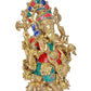 Brass Ganesha Mangalkari Statue Idol On Lotush with Frame and Beautiful Stone Work | Height : 16 Inches