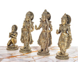 Superfine Messing Ram Darbar Murti, Seitenansicht: vier Figuren in Ornamentkleidung