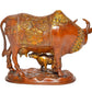 Brass Kamdhenu Cow with Calf for Home Decor Pooja Mandir Temple Office Decorative Showpiece Statue (Height: 6.5 Inch)