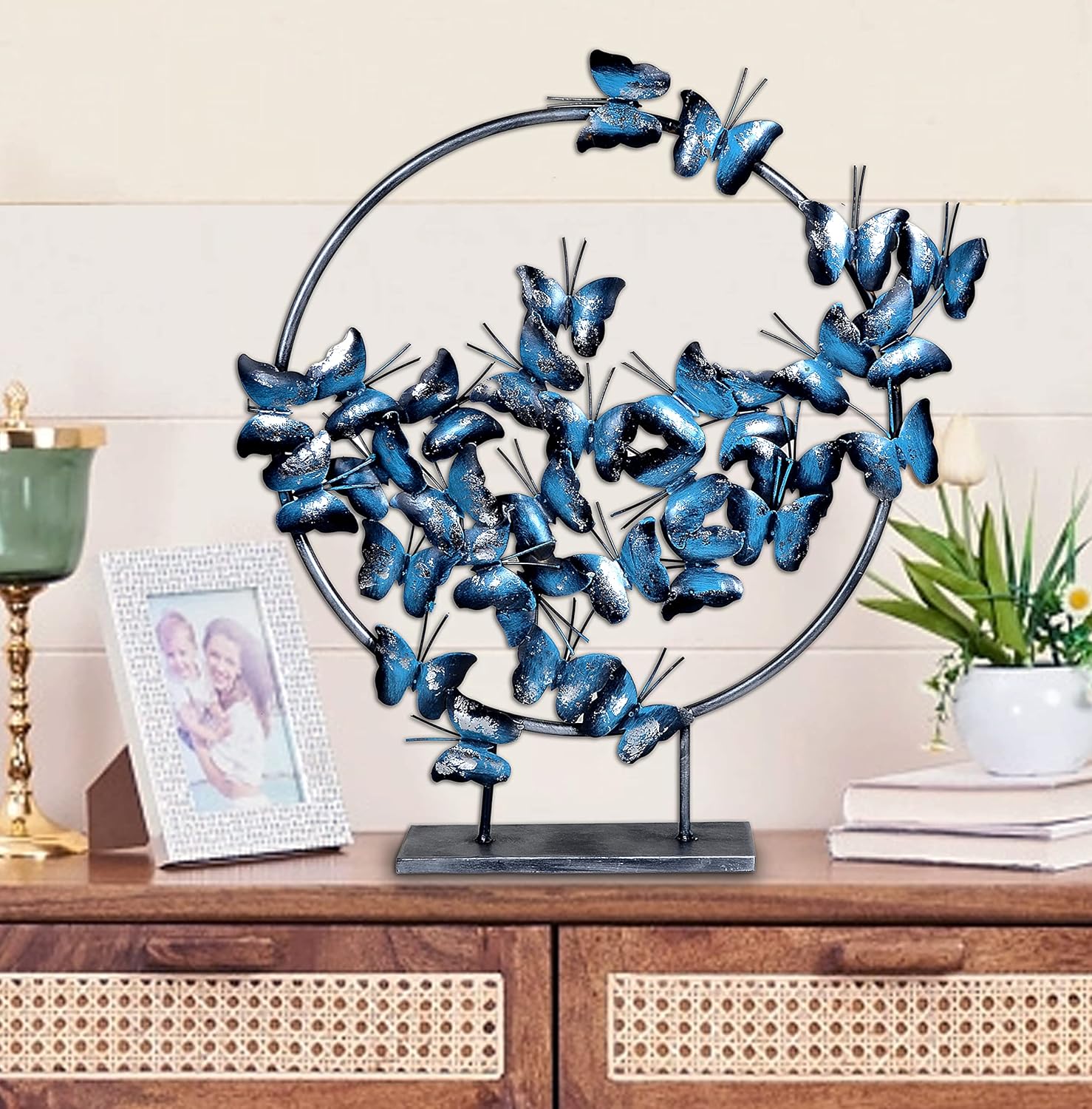 AONA Iron Blue Butterflies Table Centerpiece   