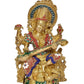 Brass Maa Saraswati Statue - Handcrafted Hindu Goddess Saraswati Idol for Home Decor and Pooja (Height 13 Inch)