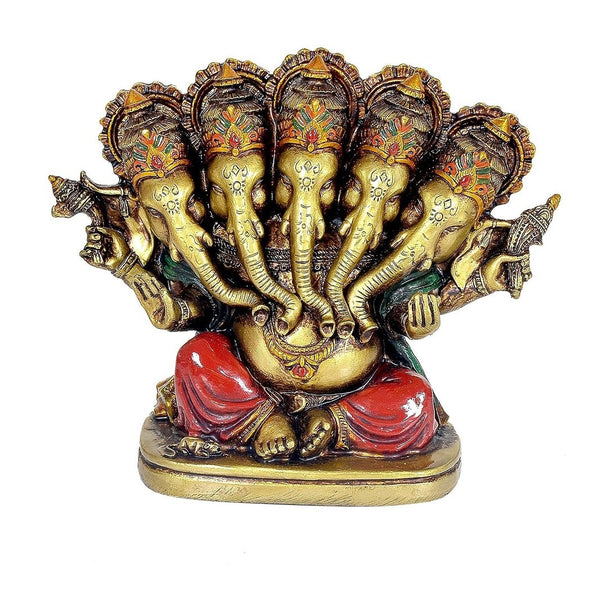 Resin Panchmukhi Ganesha Ganpati Idol for puja (Height : 5 inch) Entryway Setting