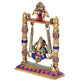 Brass Lord Ganesha On Swing Decorative Showpiece Idol Blue & Red - (Brass, Height 10.25")