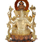 Brass Lord Ganesha Idol Sitting Ganesh Statue Decorative Sculpture for Home Decor Office Mandir Pooja Temple (Height 13 Inch)