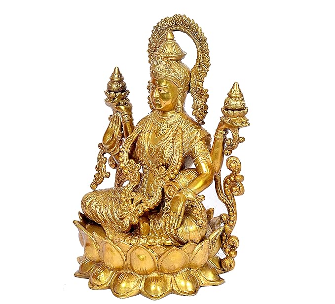 Large Brass Lakshmi Maa Brass Statue Idol Statue of Lakshmi Height 12 Inch