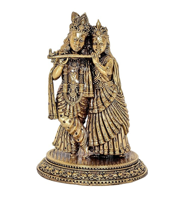 Superfine Brass Radha Krishna Idol Standing Pose Brass Idol Multicolor Statue, Height : 6 Inch Entryway Setting