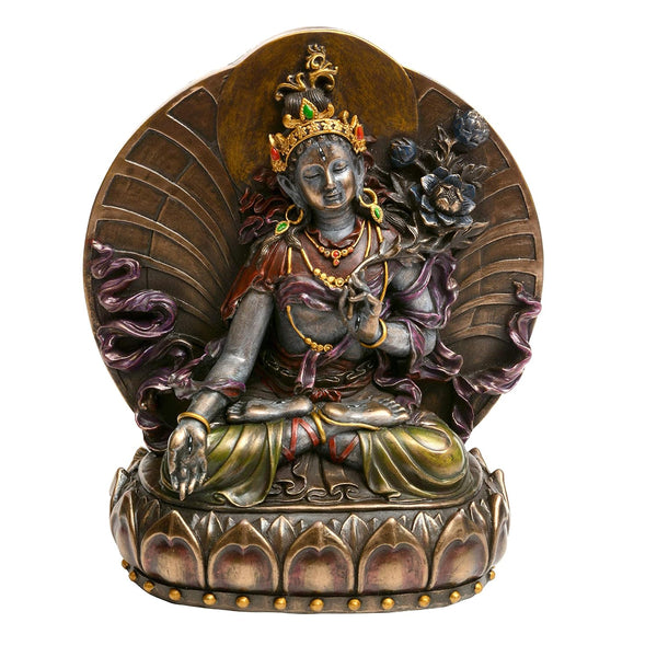 Resin Large Tibetan Buddhist White Tara Statue | Mother Goddess Sculpture (Height:6 Inches) Entryway Setting
