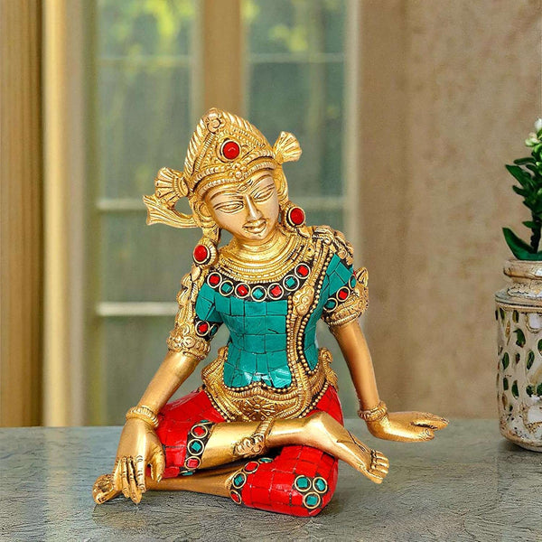 Sitting God Indra Dev Brass Idol, Height : 5.75 inches