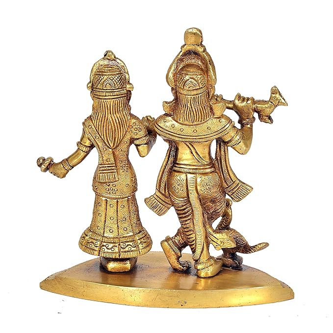 Brass Radha Krishna Statue Idol Statue, Height 6 Inch