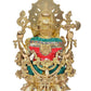 Brass Ganesha Mangalkari Statue Idol On Lotush with Frame and Beautiful Stone Work | Height : 16 Inches