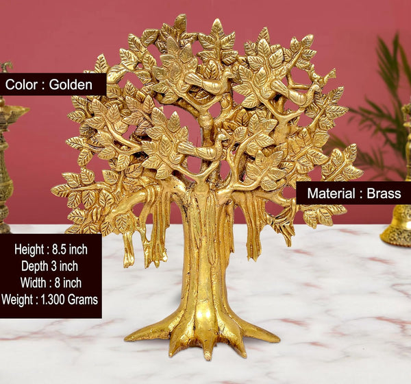 Brass Kalpavriksha Tree Table Standing Figurine (Height: 8.5 inch) Entryway Setting